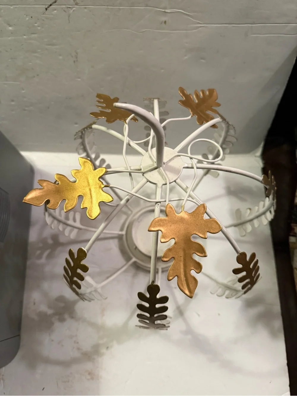 White and Gold Leaf Metal Wall Decor - Elegant Home Accent